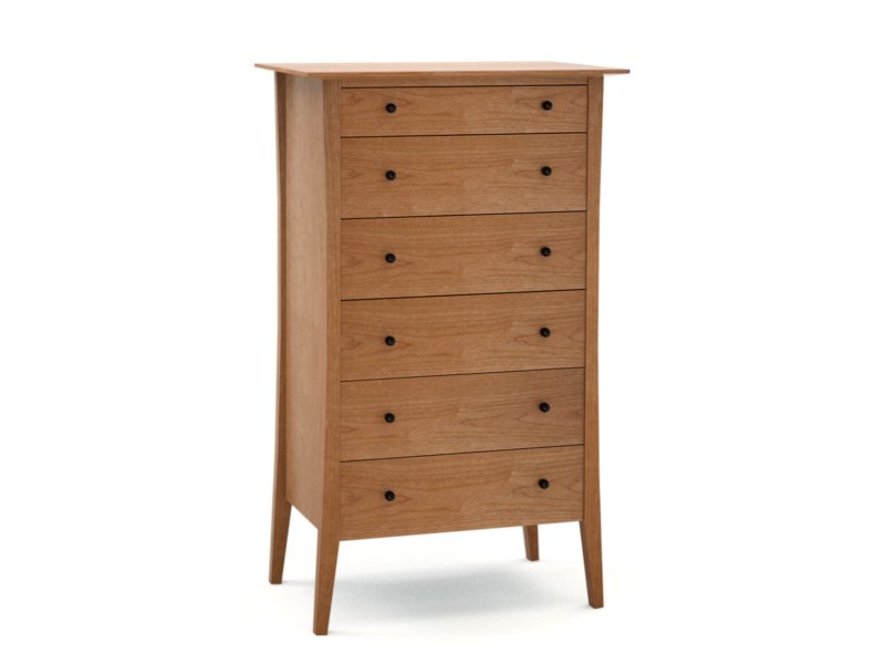 six drawer custom handmade dresser tapered legs graduated drawers