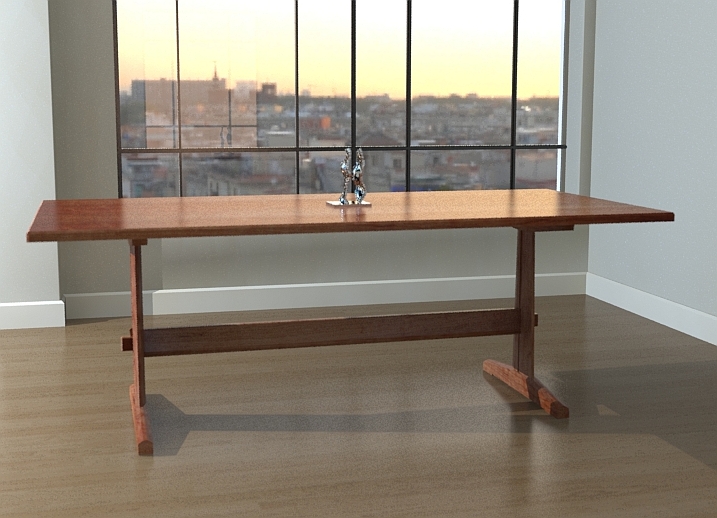 Cherry handmade trestle table