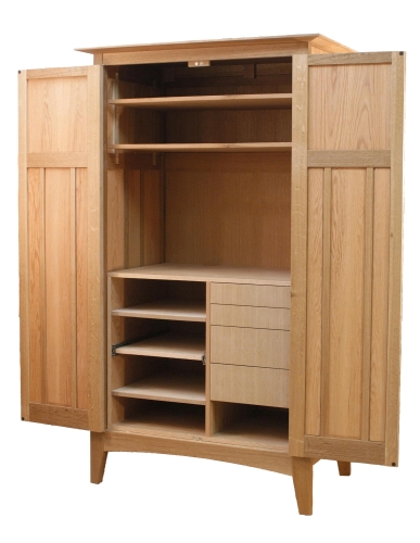 White Oak Media Cabinet Interior