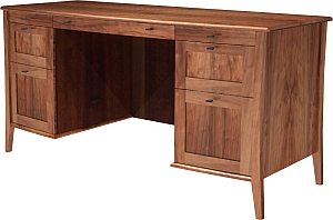 Handmade curved front office desk with file drawers