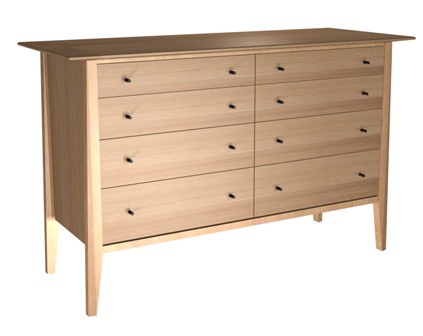 Eight drawer custom handmade dresser tapered legs graduated drawers