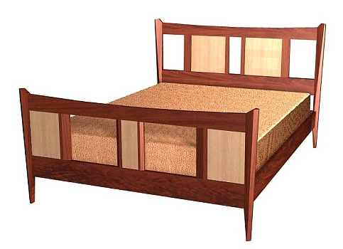 custom handmade bed tapered legs  frame and panel headboard